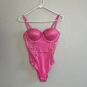 Neon Pink Lace Bodysuit NWOT